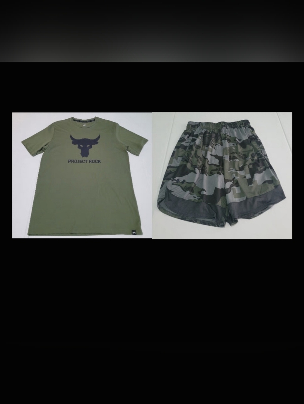 Under Armour Olive Green Camo Waistband Athletic Shorts Set